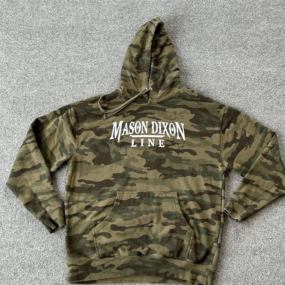Mason Dixon Line Hoodie Mens XL Green Camouflage Sweatshirt Signed Country Band